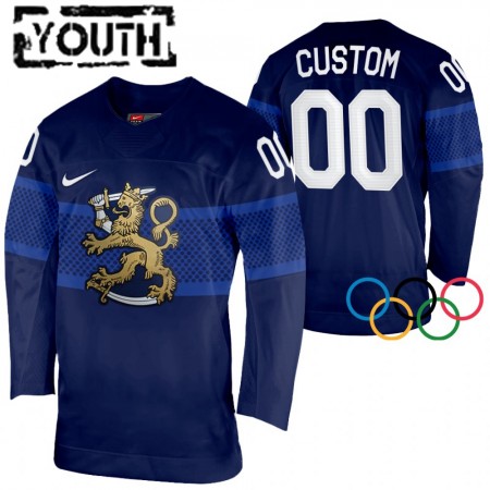 Dětské Hokejový Dres Finsko Personalizované 2022 Winter Olympics Navy Authentic
